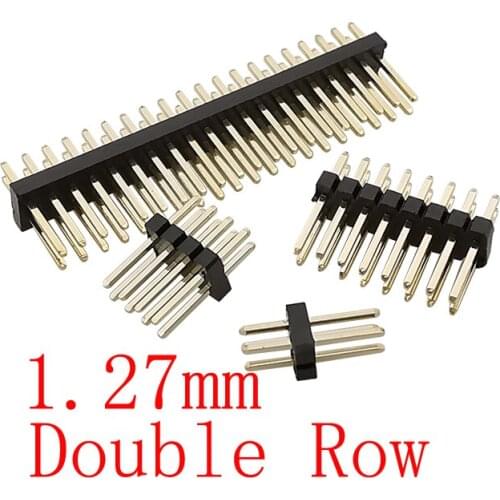 10Pcs/lot Double Row Pitch 1.27mm Pin Header Male Plug Straight Strip Breakaway 2x2~50Pin 1.27 mm Pinheader PCB Board Connector