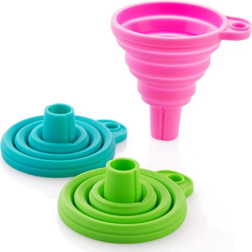 2pcs High quality silicone gel foldable funnel collapsible style telescopic hopper kitchen accessories