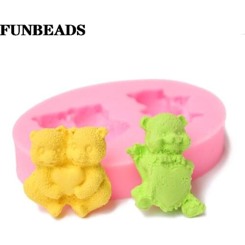 3 Bear Silicone Molds Cake Bakeware Mold 3D Chocolate Mould DIY Jelly Pastry Biscuit Moulds Craft Soap Tool FT017