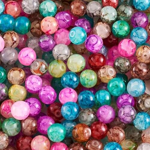 300pcs/box 8mm Round Spray Painted Glass Beads Handcrafted Opaque Loose Spacer Bead for Jewelry Making Earring Bracelets DIY