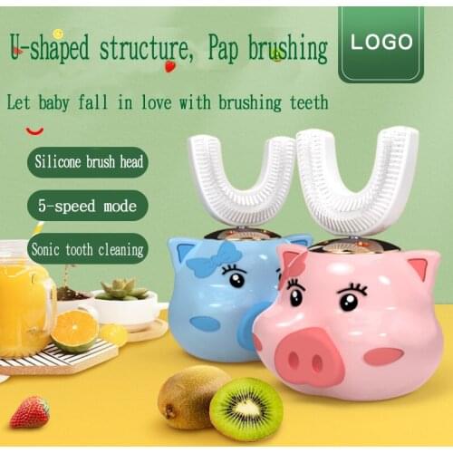 360 Degrees Intelligent Automatic Sonic U Type USB Charging Tooth Whitening Blue Light Silicon Toothbrush