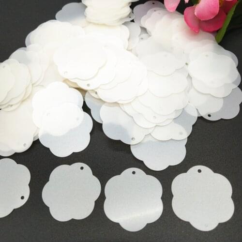 50g/lot Matte White Flowers Sewing Sequins 26mm Plum Blossoms With 1 Side Hole Large Sequins Loose