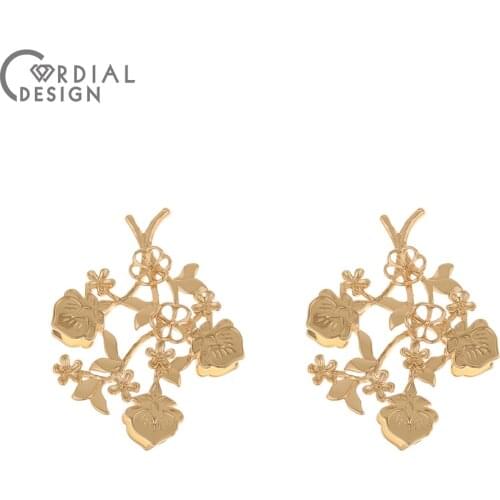 Cordial Design 40Pcs 35*46MM Jewelry Accessories/DIY Pendant/Flower Shape/Copper/Hand Made/Charms/Jewelry Findings & Components