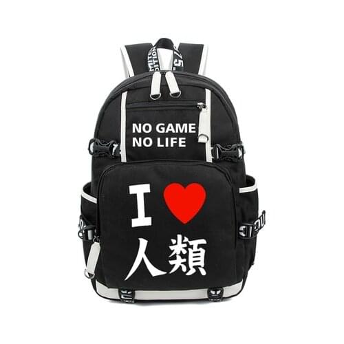 Anime Travel Bags no game no life Backpack Cosplay Fashion Rock Canvas Bag Luminous Schoolbag Unisex