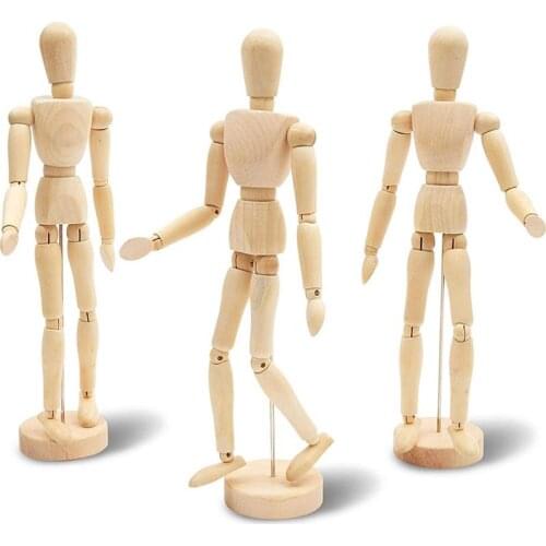 14/20/30cm Wooden Pine Movable Joint Family Model Hand Drawing Sketch Mannequin Model Wooden Manikin Human Artist Model Decor