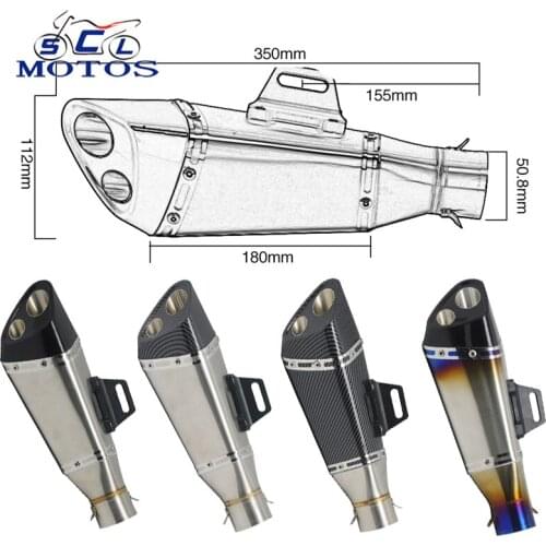 Sclmotos- 38-51mm Motocross Motorcycle Exhaust Pipe Slip On Escape Moto CB650F LTZ 400 XT 600 ER6N CBR250R Motorcycle Muffler