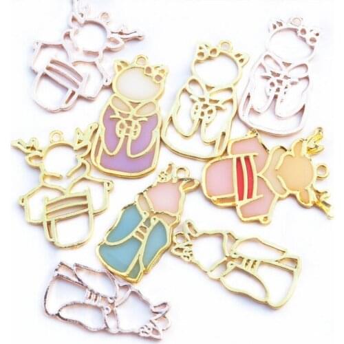10pcs Rabbit cat deer wearing kimono Metal Frame Pendant Gold Charm Bezel Setting Cabochon Setting UV Resin Charm Jewelry Making