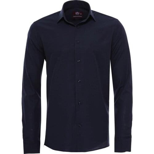 Lacivert Düz Uzun Kol Slimfit Gömlek