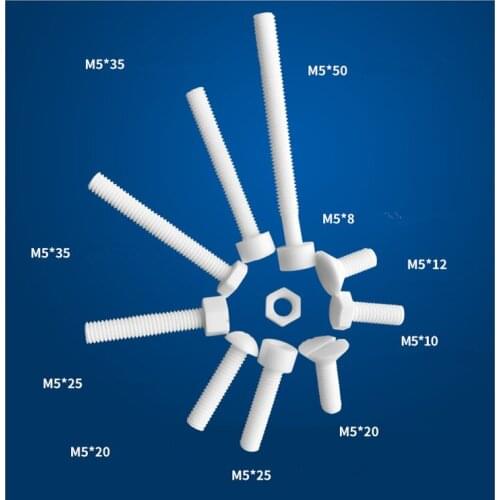 M5 * 50 Alumina inner Hexagon Ceramic screws / 95% Alumina Screws / Antioxidant Bolts / High Temperature Screws