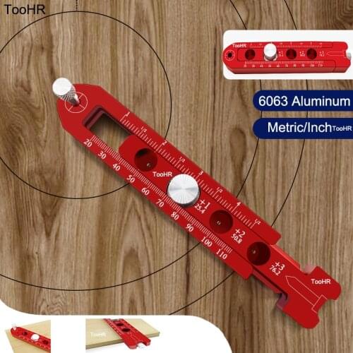 Metric/inch Woodworking scribing Center Finder ruler scribing Circle ruler Woodworking Gauge Compass Measuring Tools