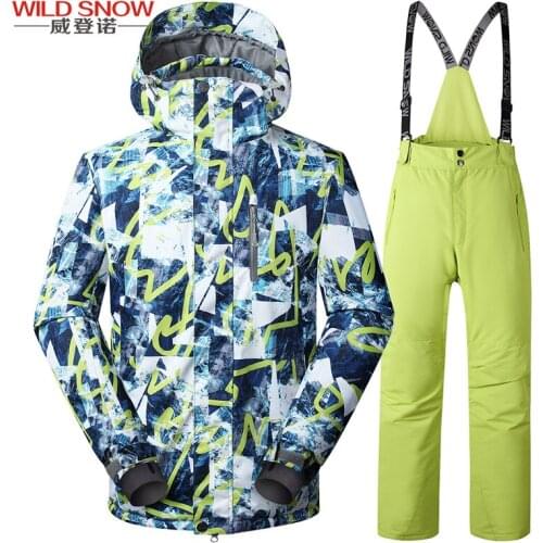 Mens Single Board Double Board Winter Thickened Warm Waterproof Ski Clothes Ski Windproof Snowboarding Set