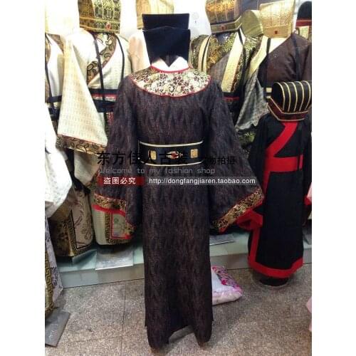 Ancient Chinese Eunuch Costume Male Costume of TV Play Legend of Tang Empress Wuzetian Multicolor with Hat