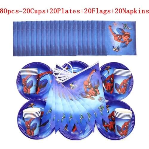 Super Hero Party Supplies Set Paper Straws Plates Cups Napkins Baby Shower Boys Spiderman Theme Birthday Party Decorations Kids