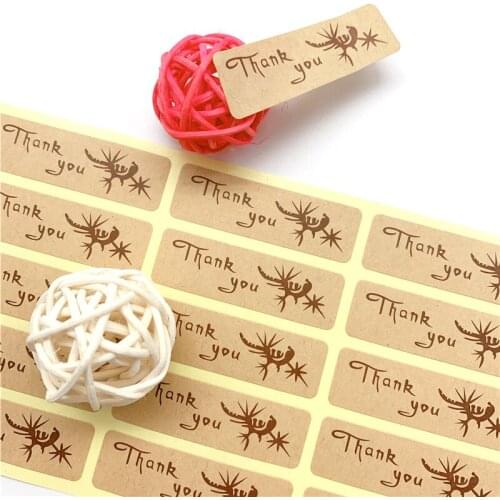 1000pcs/lot New Sealing Label Stickers For Gifts Girls Thank You Totem Sealer With Long Cowhide Type Stickers