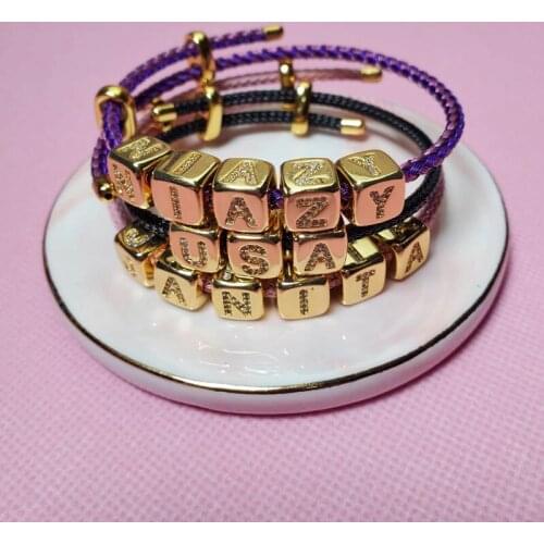 DIY Zircon Letters Delicate Bracelet Name Bangles Colorful Chain for Women Jewelry Wholesale