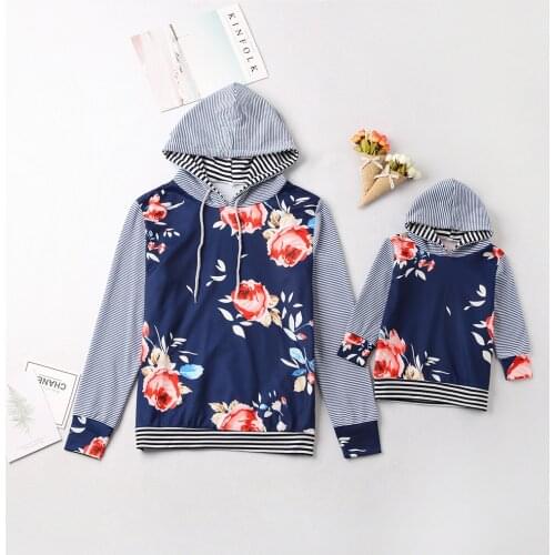 New Sweatshirts Family Clothes Long Sleeve Print Stitch Parent-Child Outfit Autumn Mother Kids Hoodies Family Matching Outfits