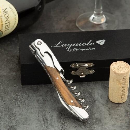 Laguiole Wine Bottle Openers Olive Wood Handle Wine Accessories Household Wine Corkscrew Can Opener Beer Cap Jar Kitchen Tool
