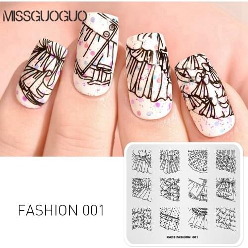 1pc Fashion Stainless Steel Nail Stamping Plates Girly Skirt Design Image Template Nail 3D Printing Stencil for DIY Nail Polish