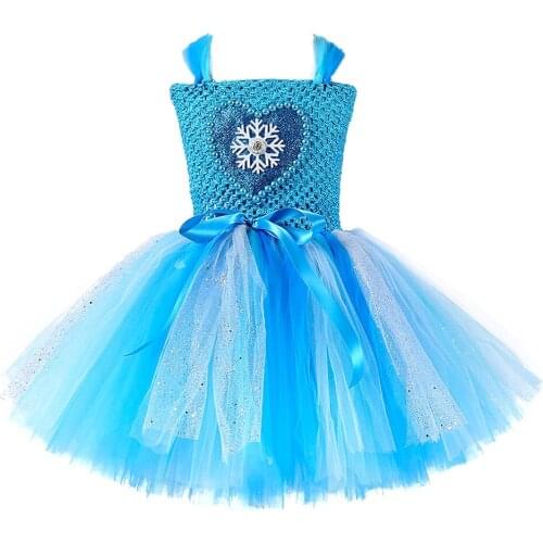 Princess Girls Tutu Dress Sparkling Snowflake Princess Costume Kid Christmas Birthday Party Dress Child Holiday Photo Prop