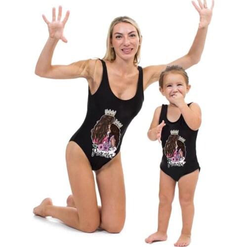 Mother Daughter Dresses Famili Look Parent-Child Swimwear mommy and me clothes One-piece Backless Swimsuit Beachwear