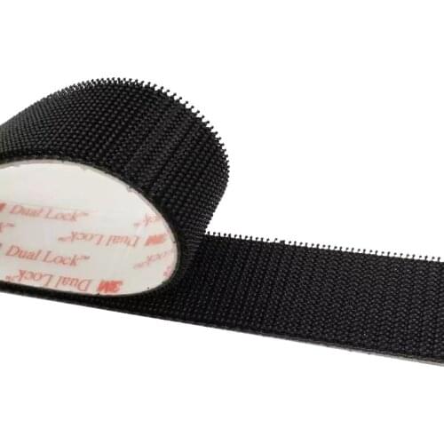 6 Pcs 3M Double Lock Black VHB Mushroom Belt Type Buckle Wave Lock Buckle Plastic Fixing Industrial Fastener 25.4x100mm