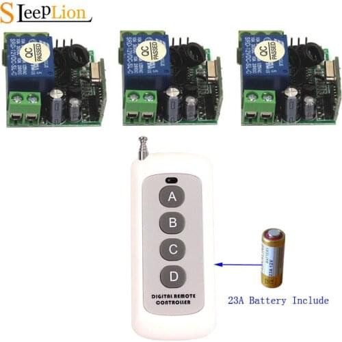 Sleeplion 12V Smart Switch 12V 10A Relay Receiver Module Wireless Smart Remote Control Relay RF Remote Transmitter 315/433MHz
