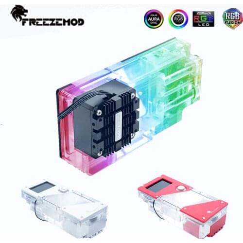 FREEZEMOD water cooler,RGB Square AIO Warer Pump Reservoir Res,Integrated Water Tank+Pump Combo.5V/12V PUB-FXDDC