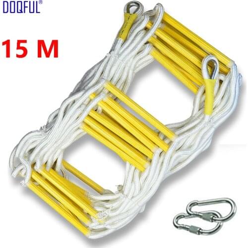 15M Rescue Rope Ladder 50FT Escape Ladder Emergency Work Safety Response Fire Rescue Rock Climbing Escape Tree Outdoor Protect