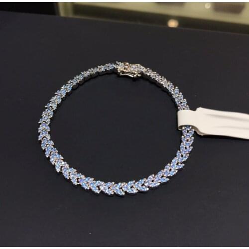 UMGODLY Luxury Brand Blue Wheat Ears Heart Bracelet Micro Cubic Zirconia for Women Fashion Jewelry