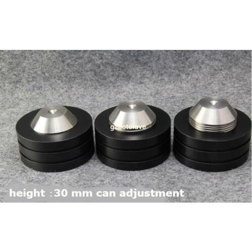 4 pcs Black Crystal Steel D49mm HIFI audio amplifier speaker Shock absorber foot can adjustment the hight
