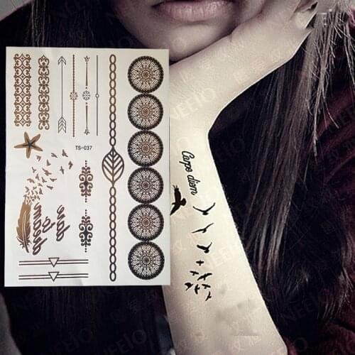 2017 Gold Butterfly Temporary Tattoos, Metallic Waterproof Flash Tattoos New Arrival