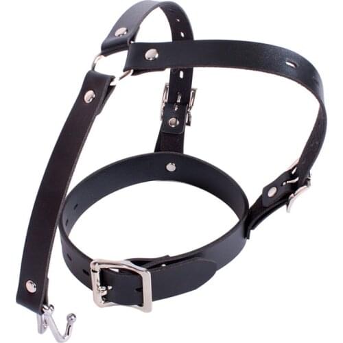 Sex Bondage BDSM PU Leather Nose Hook Collar Neck Harness Restraints Sex Toys for Couples Femdom Restraints Erotic Toys