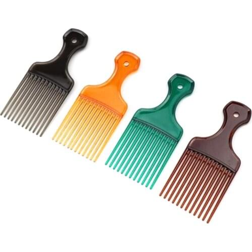 1pc Wide Teeth Brush Pick Comb Fork Hairbrush Insert Hair Pick Comb Plastic Voor Krullend Afro Haar styling Tools