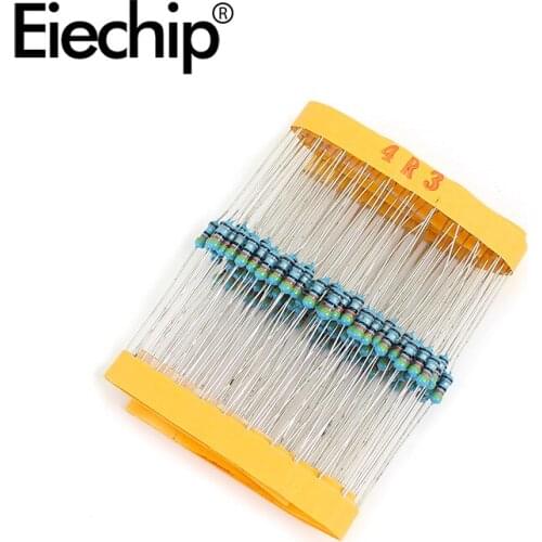 100pcs/lot 1/4W 1% Metal film resistor 4.3R 0.25W resistance 4.3 ohm Throught Hole