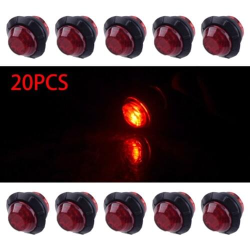 20Pcs/Set 12V Mini Sealed 3/4" Red LED Bullet Side Marker Light Clearance Lamp Fit for Truck Trailer Pickup Boat Caravan 0.5W