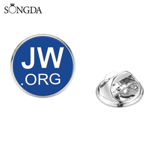 2019 JW Org Stainless Steel Brooch Blue Jehovahs Witnesses Symbol Collar Pins Glass Photo Cabochon Brooch Faith Jewelry