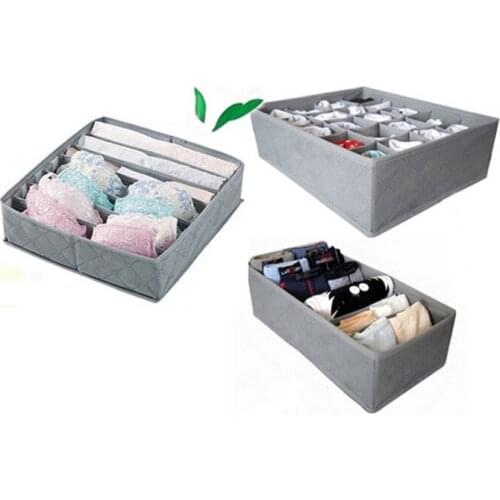 3pcs/set fold Bamboo Charcoal Storage Boxes Underwear Divider Drawer Lidded Charcoal Underwear Ties Socks Drawer Closet Organize