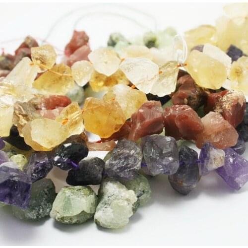 38pcs Raw Smoky Rose Quartzz Crystal Beads Rough Punched Natural Stone Side-Drilled Hole Nugget Bead BTB763-02