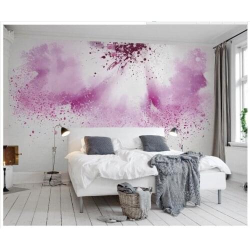3d wallpaper custom 3d murals wallpaper for flowers TV setting wall powder purple watercolor abstract painting flowers wallpaper