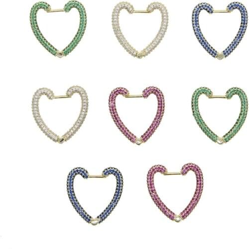 4 Colors Summer Cute Hoop Earrings Heart Shape Paved Colorful Cz Dainty Jewelry For Women Wedding Gift 2020 New Design