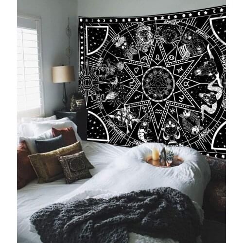 Astrology Sun Moon Constellation Tapestry Wall Hanging Witchcraft Decoration Bedroom Psychedelic Tapestry Fabric Home Bedspread