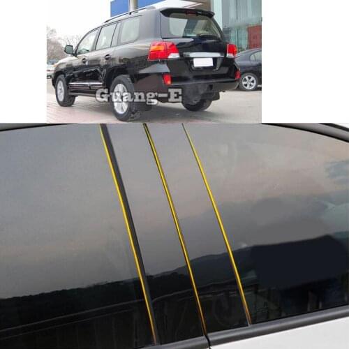 Car PC Material Pillar Post Cover Door Trim Window Piano Black Molding Sticker Plate For Toyota LAND CRUISER PRADO 2010-2020