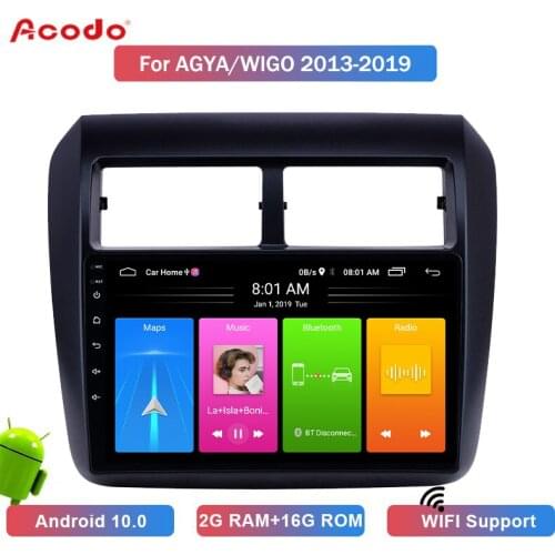 ACODO 2+16G Android 10.0 Car Radio Multimedia Player For Toyota AGYA/WIGO 2013-2019 Navigation GPS 2 din