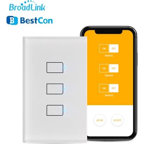 Broadlink bestcon TC2S US 3gang Smart Remote Control Wifi Timer light switch Wireless wall touch Switch support alexa by rm4 pro