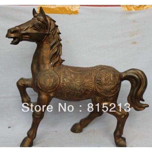 Bi00587 21" China Chinese Dynasty palace animal Bronze 12 Zodiac Year Tang Horse statue