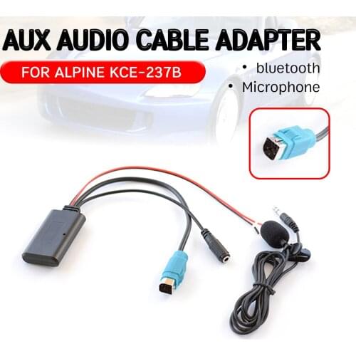 Bluetooth Aux Receiver for Alpine KCE-237B wireless audio interface Cable Adapter with microphone for Alpine 2009+ CDE-W203Ri