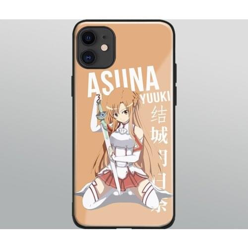 Yuuki Asuna Sword Art Online glass phone case shell for iPhone 6 6s 7 8 x xr xs 11 12 mini pro max Samsung S note 20 Plus cover