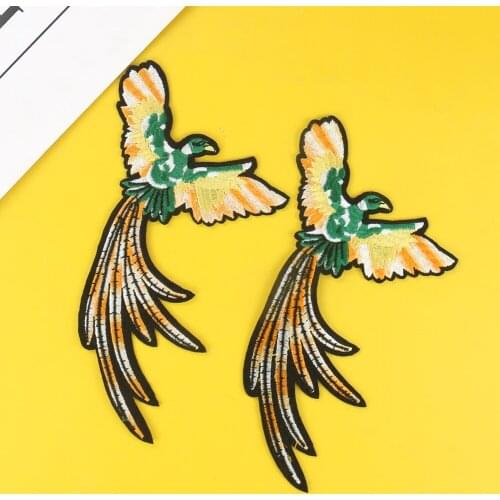 Color Phoenix Embroidered Cloth Stickers Diy Ethnic Style Clothing Bags Decoration Accessories Animal Emblem Patch 2pcs