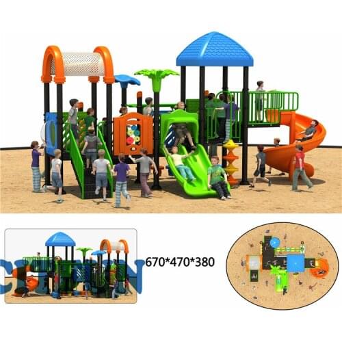Childrens favorite plastic commercial outdoor playground equipment with slides,climber and stairs OPB19-067A