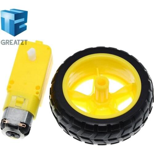 GREATZT 1Lot/package Deceleration DC motor + supporting wheels , a / smart car chassis, motor / robot car wheels